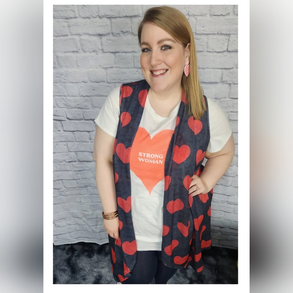 Heart Print Flowy Vest - Plus Size 3X
